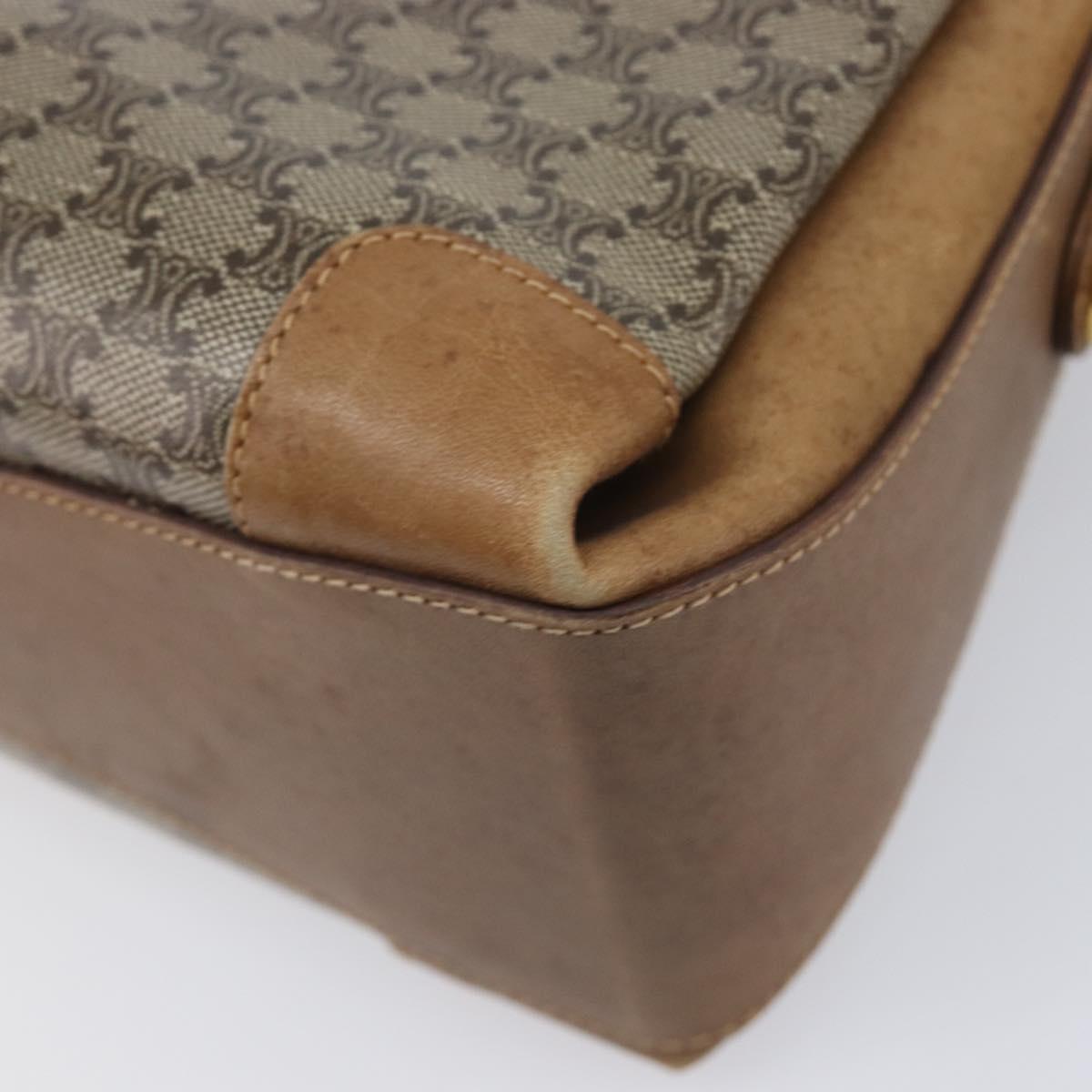 CELINE Macadam Canvas Shoulder Bag PVC Beige Gold Auth 212139A