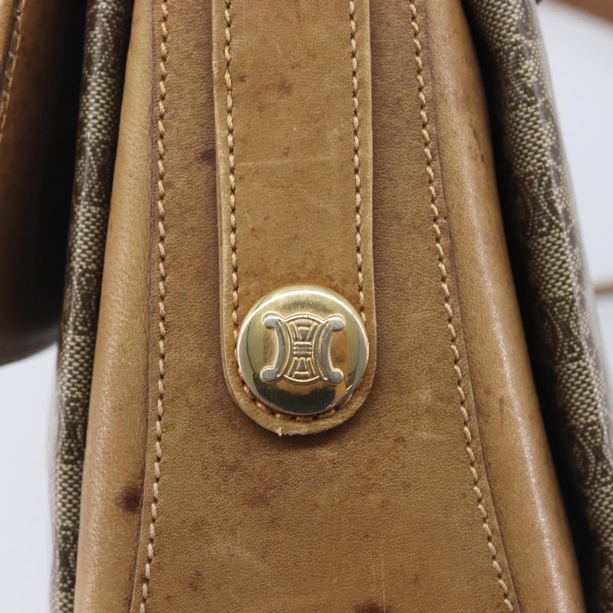CELINE Macadam Canvas Shoulder Bag PVC Beige Gold Auth 212139A