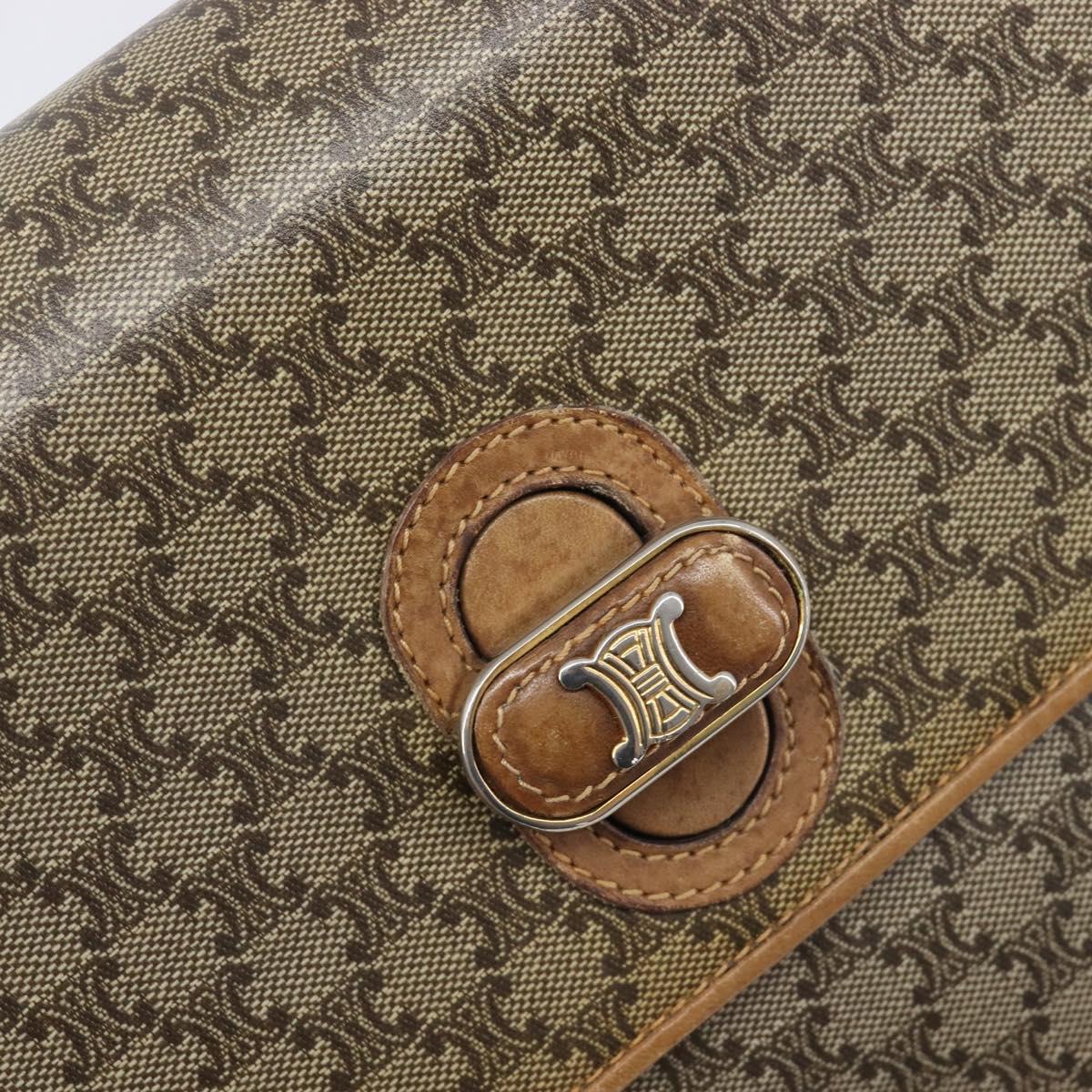 CELINE Macadam Canvas Shoulder Bag PVC Beige Gold Auth 212139A