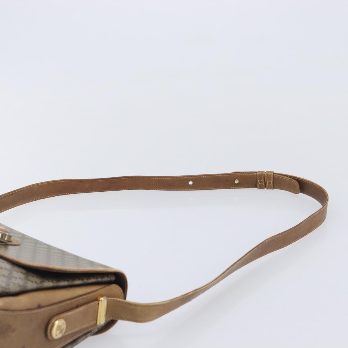 CELINE Macadam Canvas Shoulder Bag PVC Beige Gold Auth 212139A