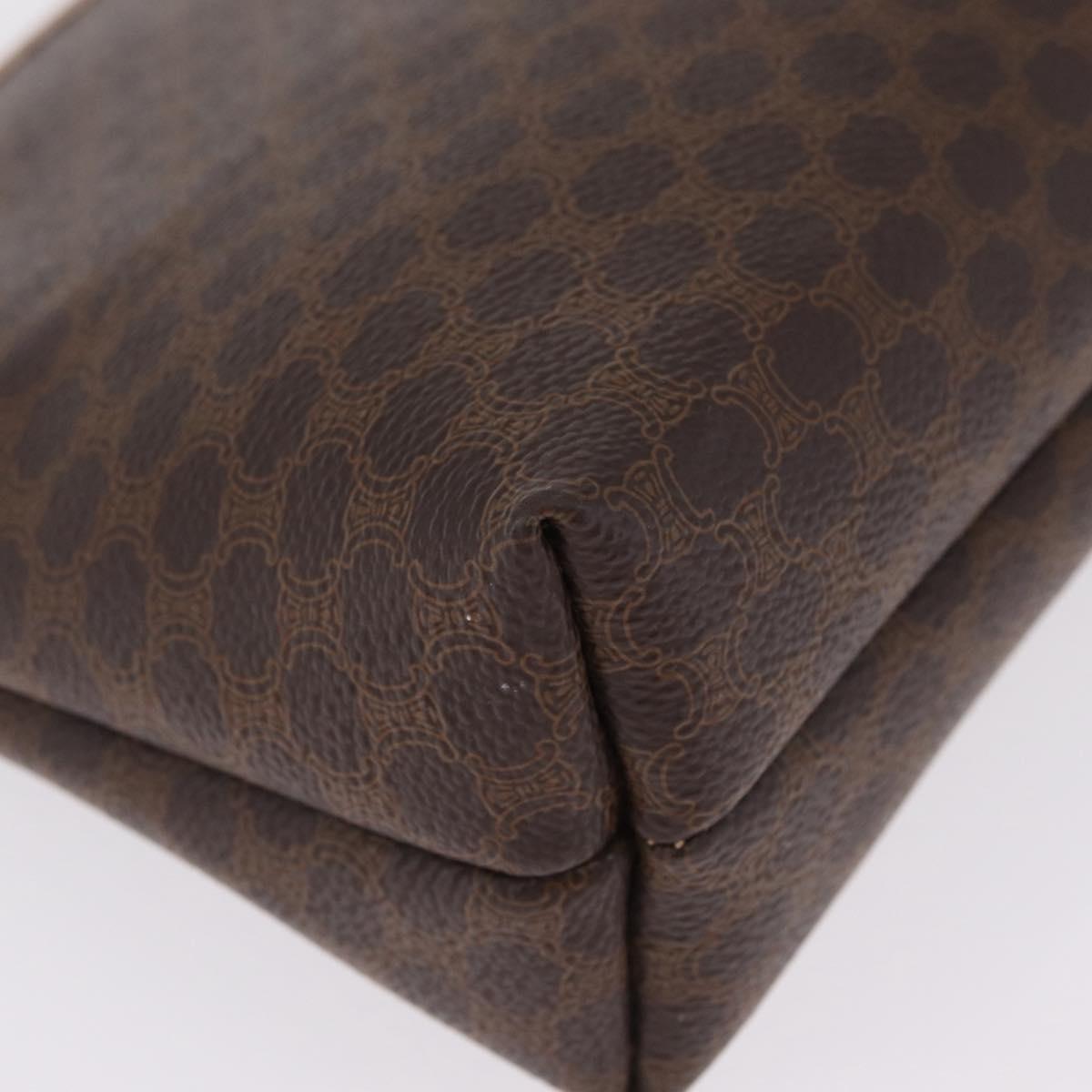 CELINE Macadam Canvas Clutch Bag PVC Leather Brown Gold Auth 212140A