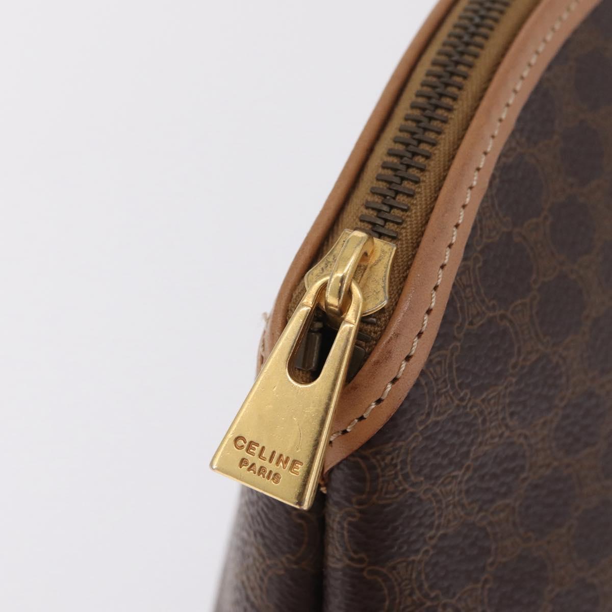 CELINE Macadam Canvas Clutch Bag PVC Leather Brown Gold Auth 212140A