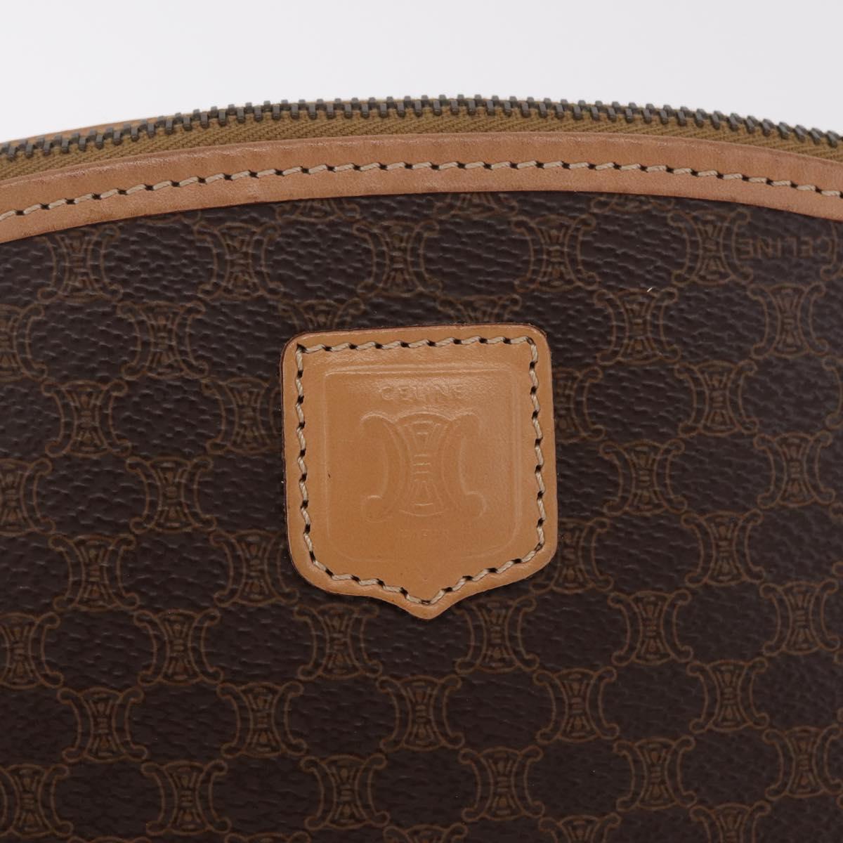 CELINE Macadam Canvas Clutch Bag PVC Leather Brown Gold Auth 212140A
