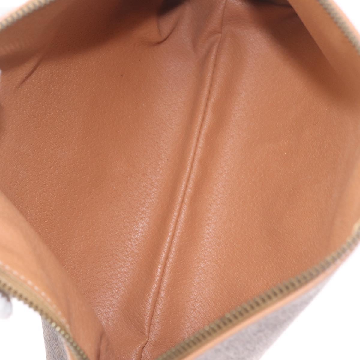 CELINE Macadam Canvas Clutch Bag PVC Leather Brown Gold Auth 212140A