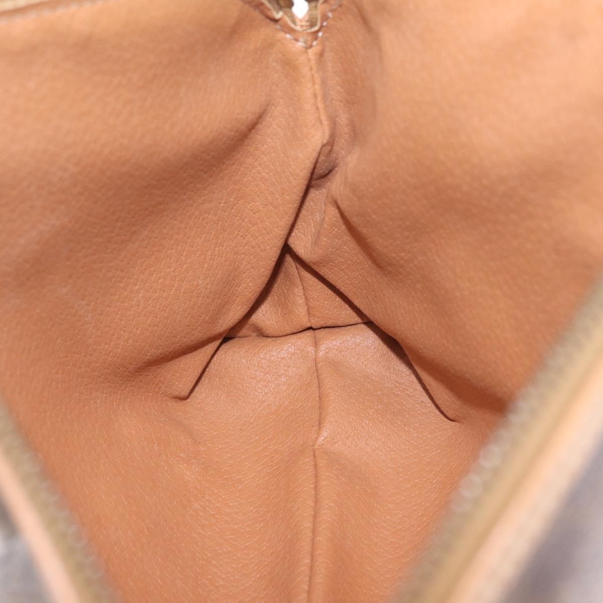 CELINE Macadam Canvas Clutch Bag PVC Leather Brown Gold Auth 212140A