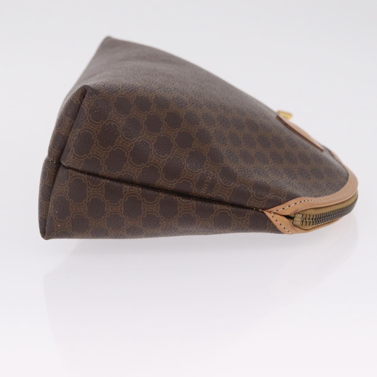 CELINE Macadam Canvas Clutch Bag PVC Leather Brown Gold Auth 212140A