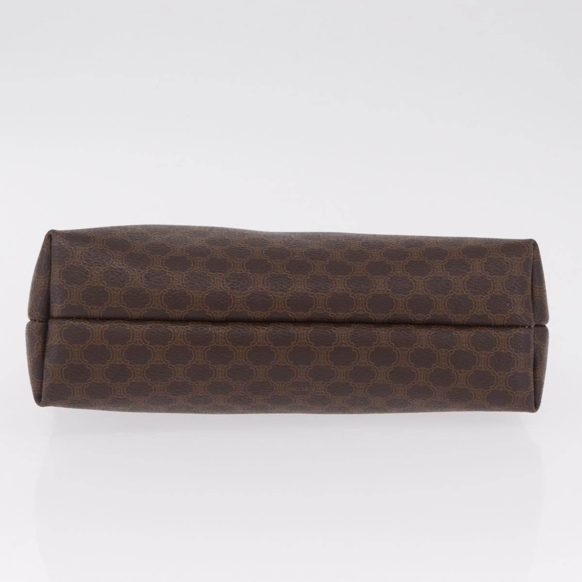 CELINE Macadam Canvas Clutch Bag PVC Leather Brown Gold Auth 212140A