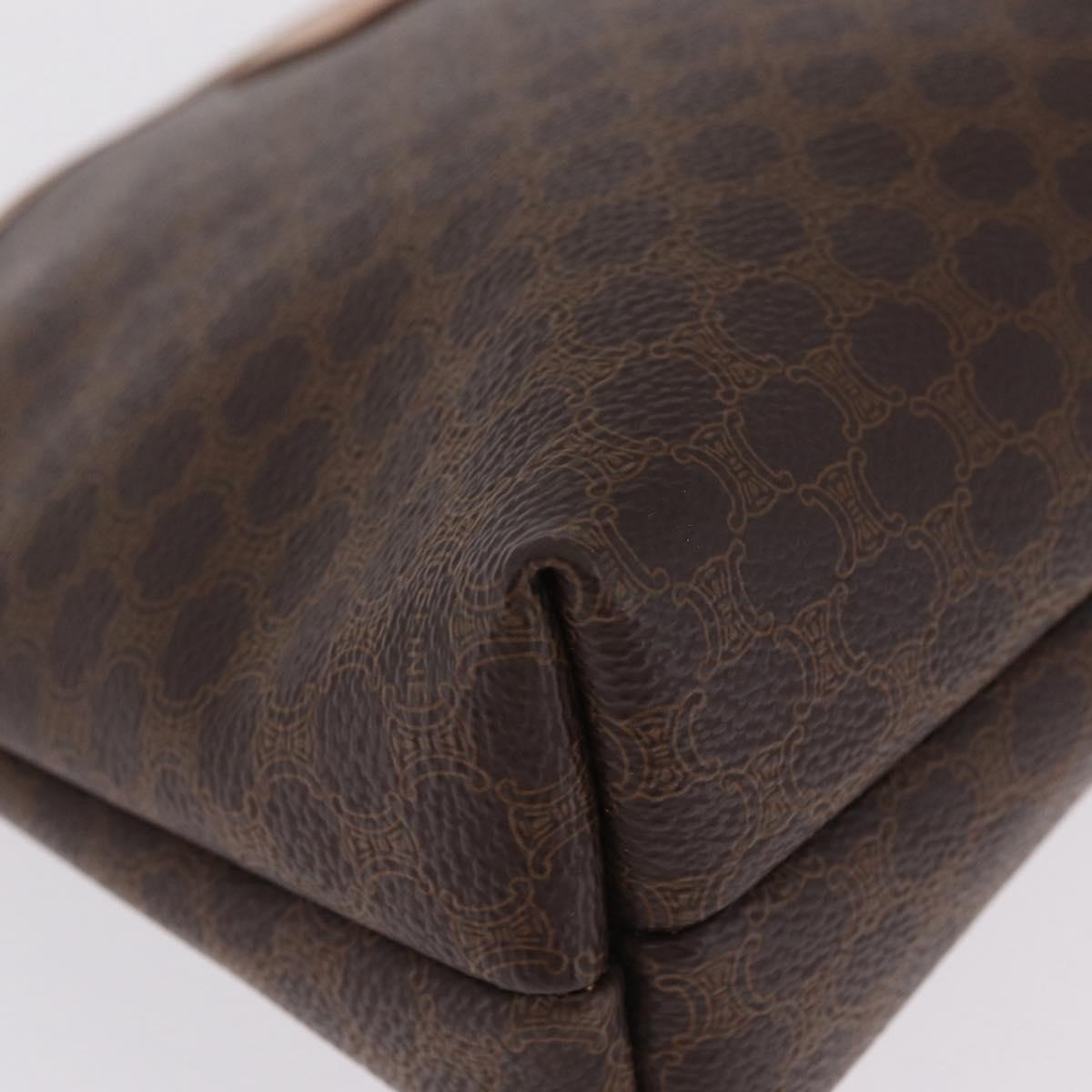 CELINE Macadam Canvas Clutch Bag PVC Leather Brown Gold Auth 212140A