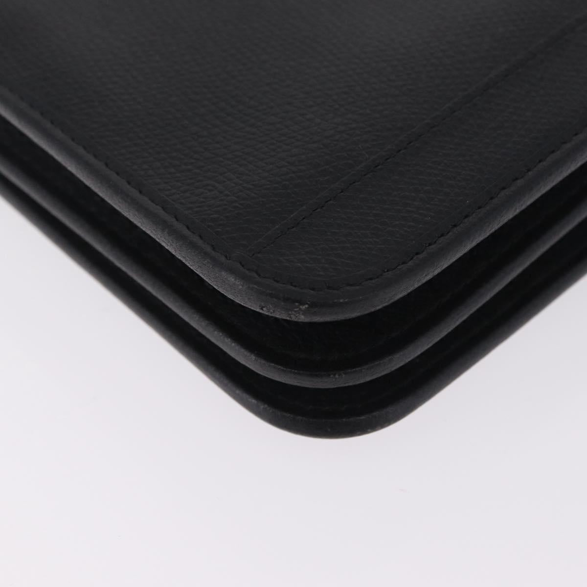 Christian Dior Chain Shoulder Bag Leather Black Gold Auth 212141A