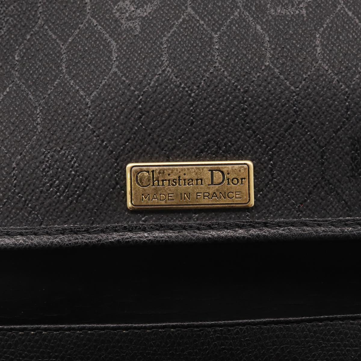 Christian Dior Chain Shoulder Bag Leather Black Gold Auth 212141A