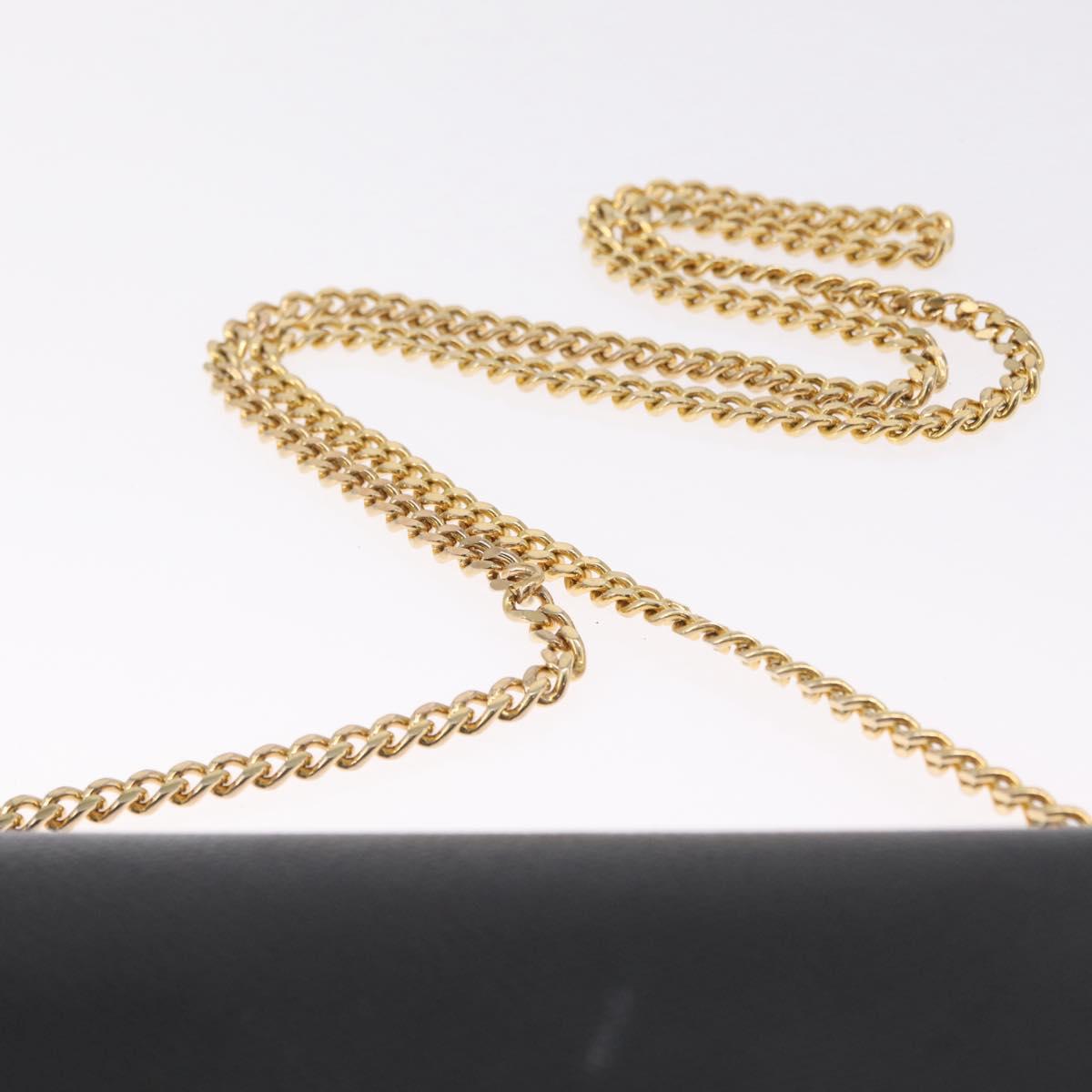 Christian Dior Chain Shoulder Bag Leather Black Gold Auth 212141A