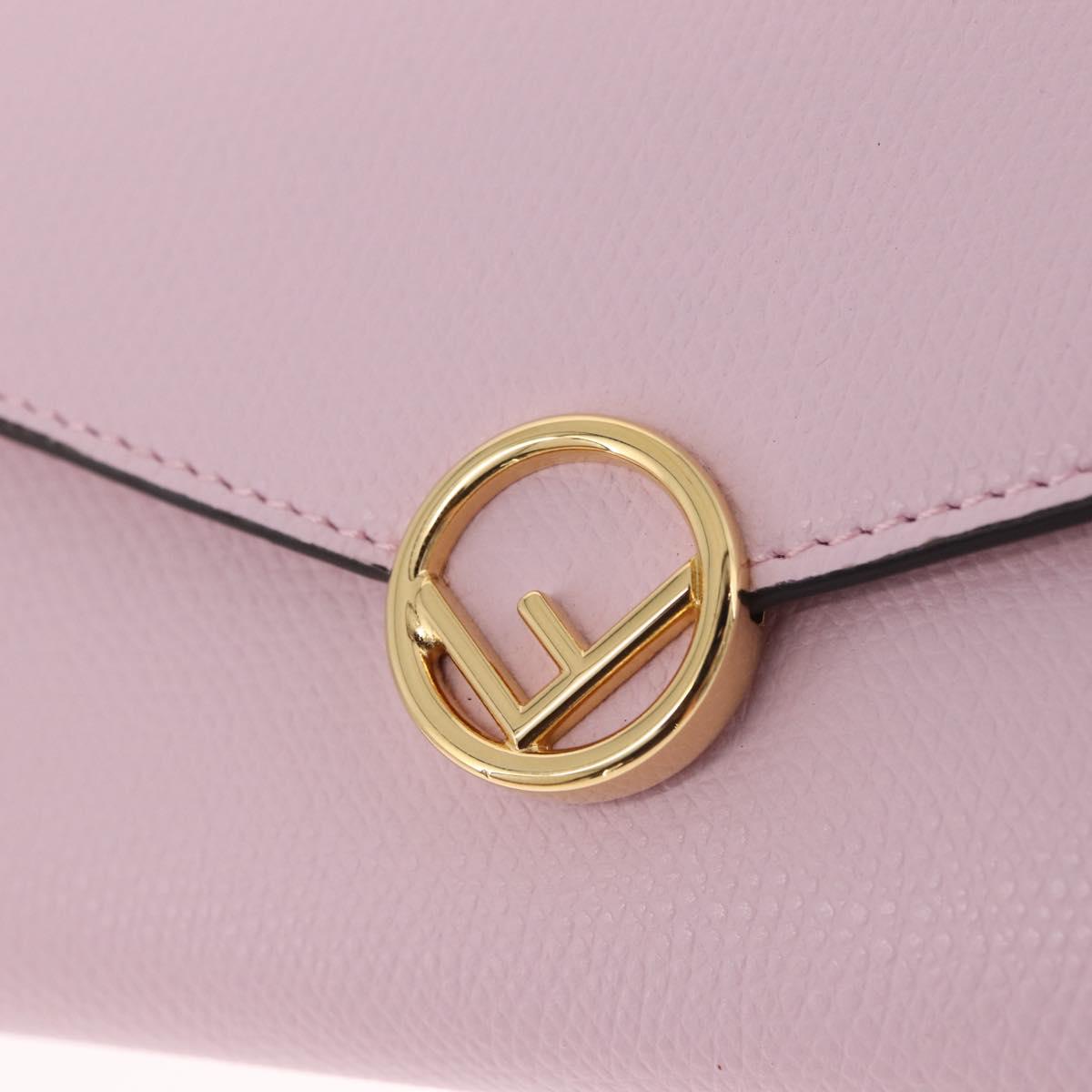 FENDI Continental Long Wallet Leather Pink Gold Auth 212147M