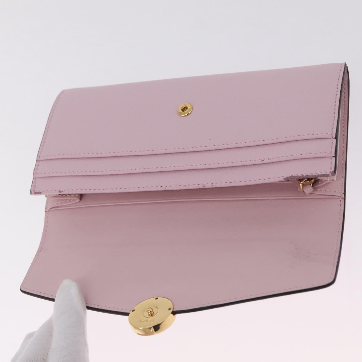 FENDI Continental Long Wallet Leather Pink Gold Auth 212147M