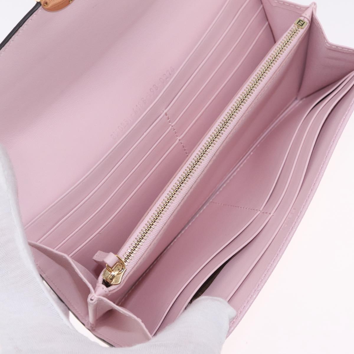 FENDI Continental Long Wallet Leather Pink Gold Auth 212147M