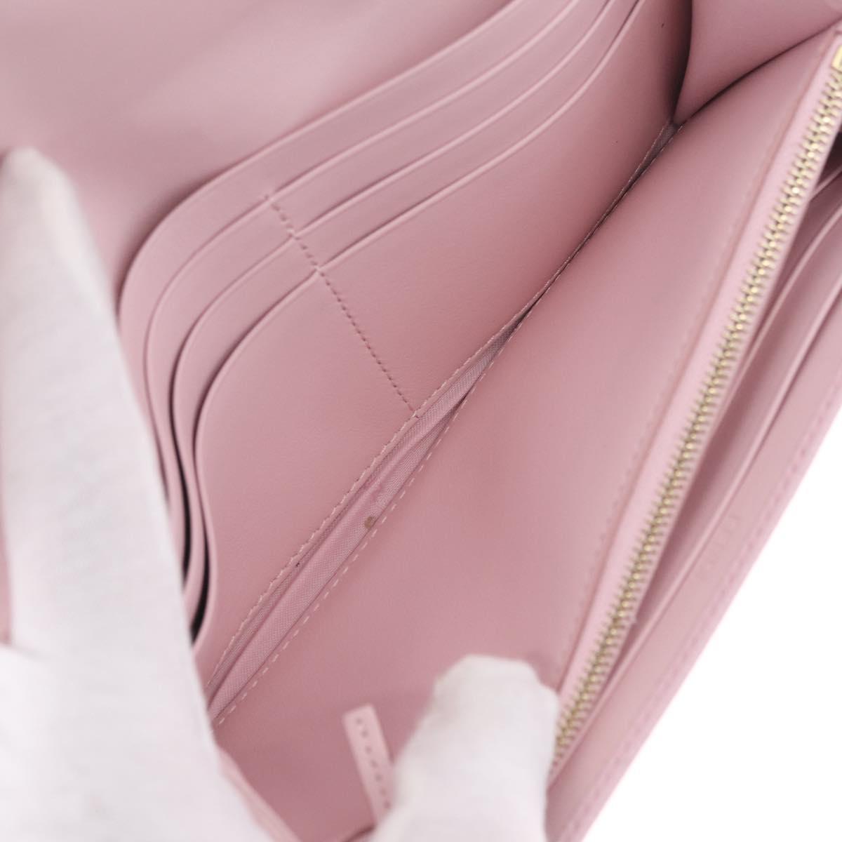 FENDI Continental Long Wallet Leather Pink Gold Auth 212147M
