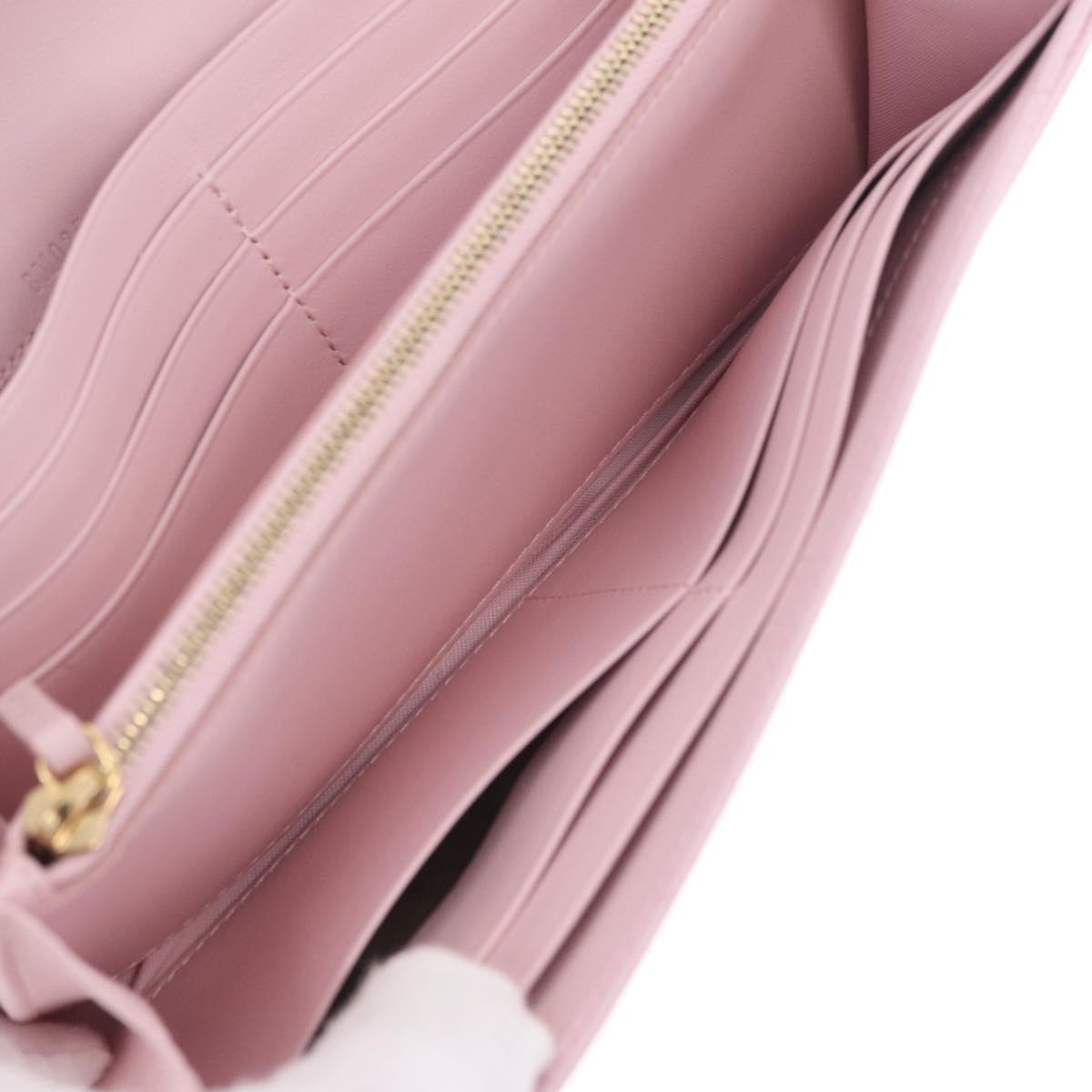 FENDI Continental Long Wallet Leather Pink Gold Auth 212147M