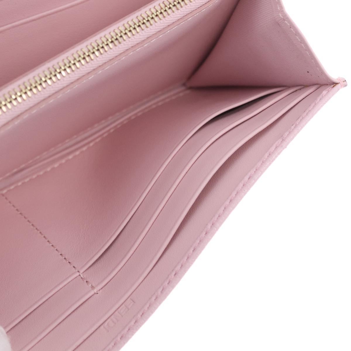 FENDI Continental Long Wallet Leather Pink Gold Auth 212147M