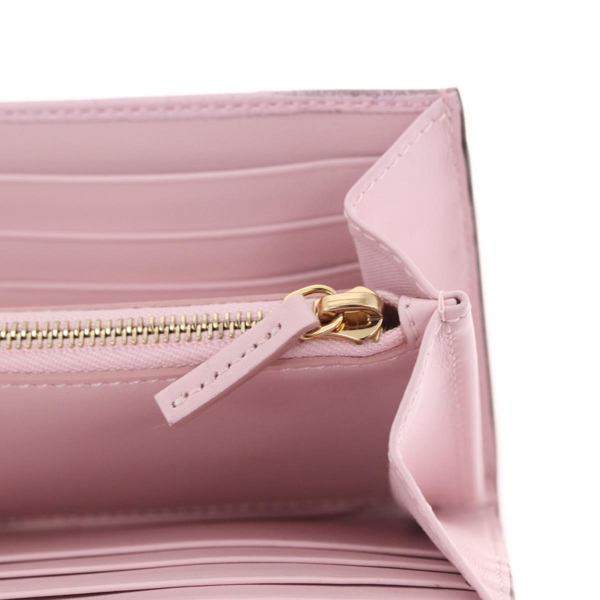 FENDI Continental Long Wallet Leather Pink Gold Auth 212147M