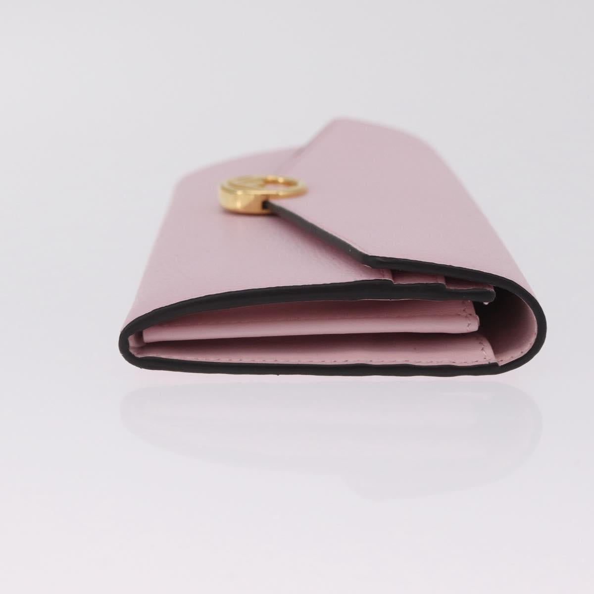 FENDI Continental Long Wallet Leather Pink Gold Auth 212147M