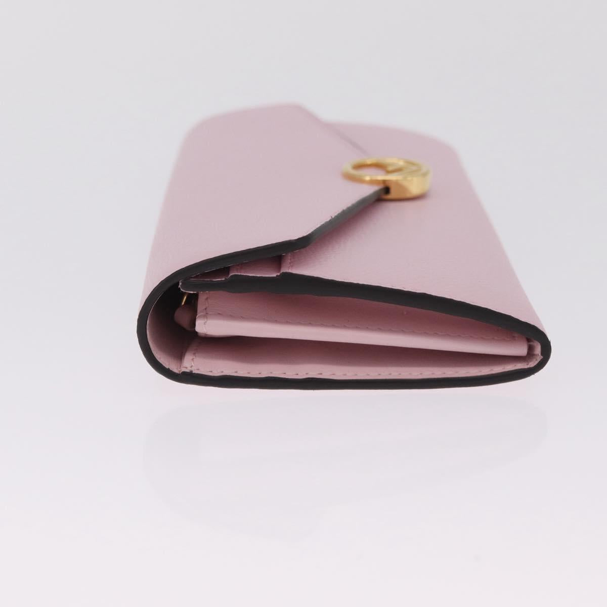 FENDI Continental Long Wallet Leather Pink Gold Auth 212147M