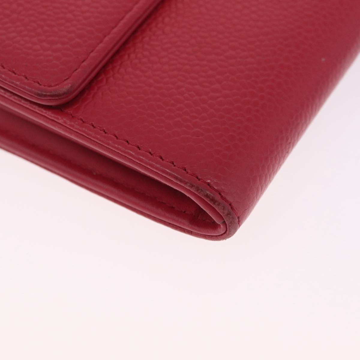 CHANEL Matelasse Long Wallet Caviar Skin Pink Silver CC Auth 212152A