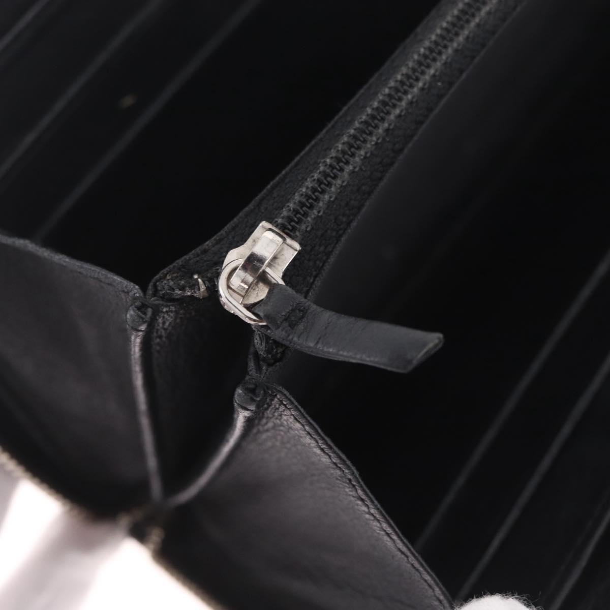 CHANEL Wild Stitch Long Wallet Leather Black Silver CC Auth 212153V