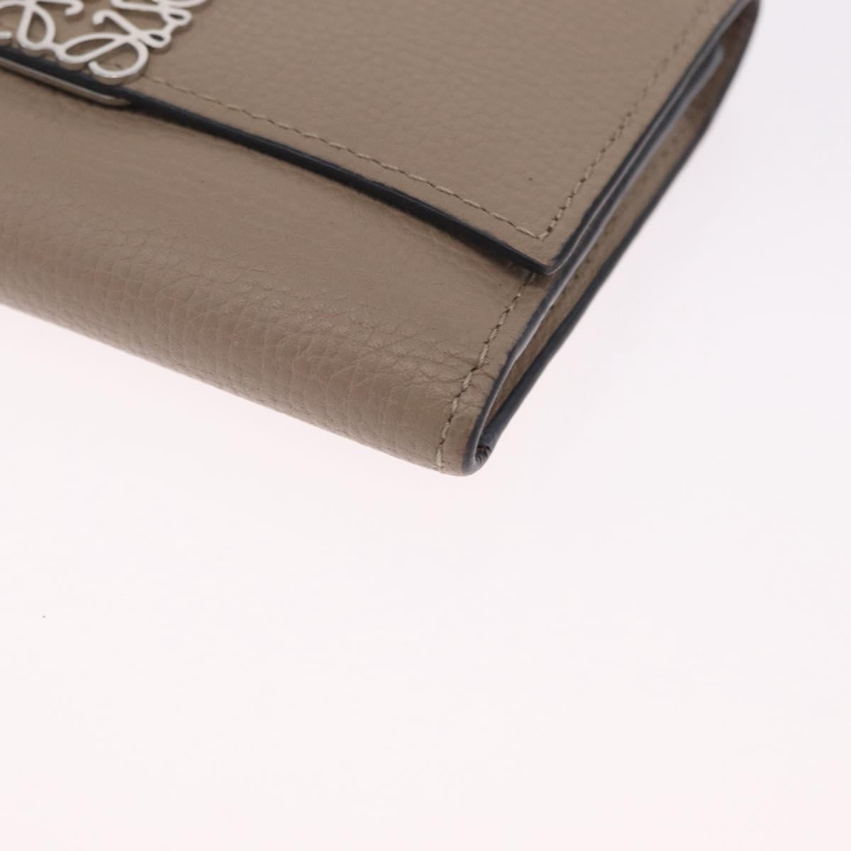 LOEWE Bifold Wallet Leather Beige Silver Auth 212160M