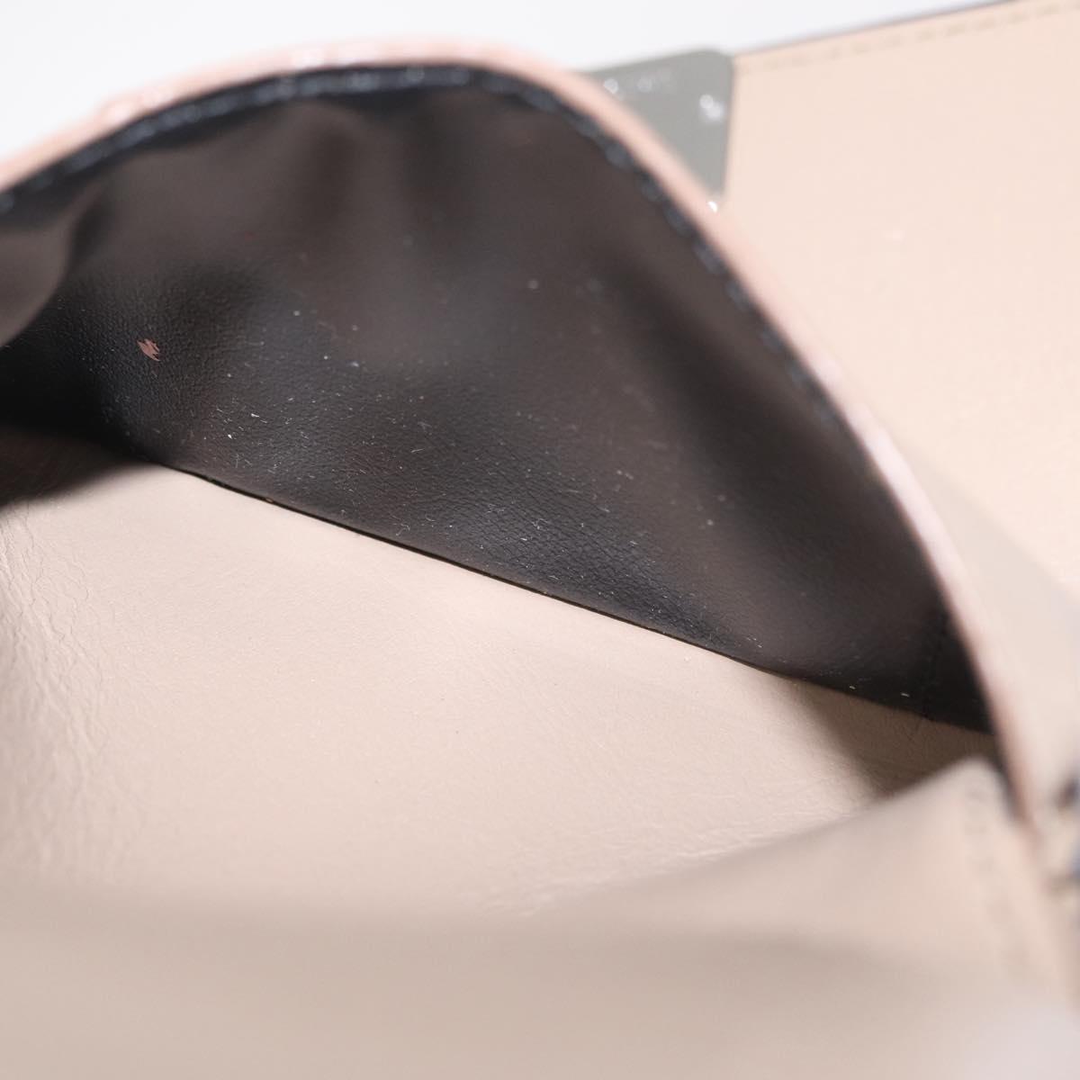 LOEWE Bifold Wallet Leather Beige Silver Auth 212160M