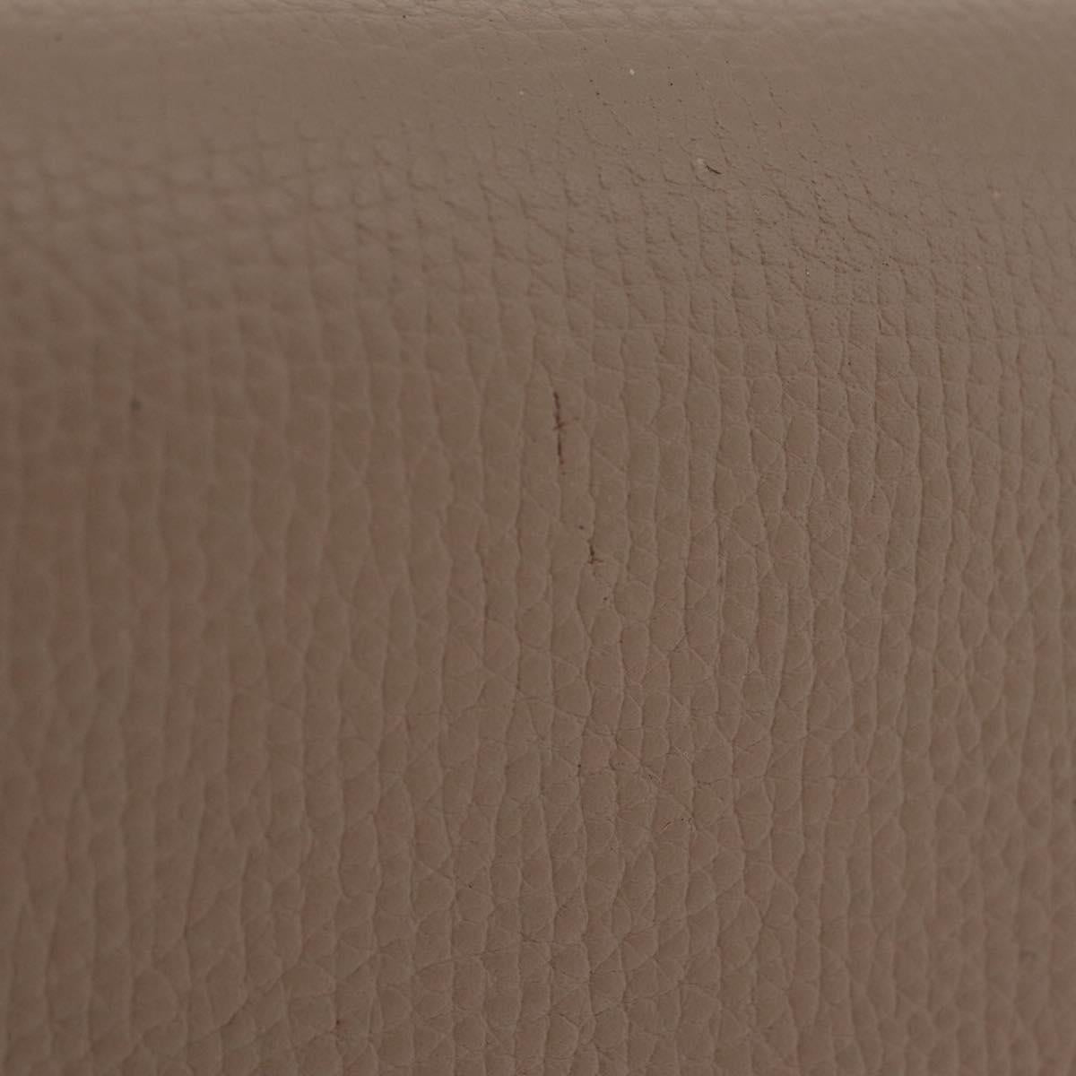 LOEWE Bifold Wallet Leather Beige Silver Auth 212160M