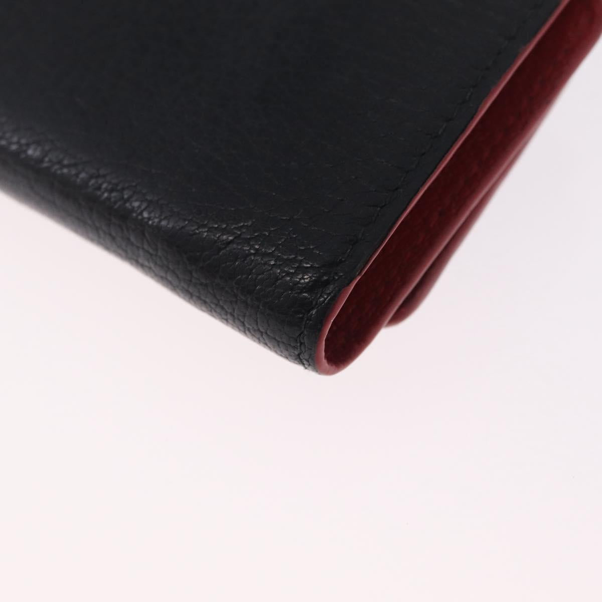 Miu Miu Trifold Wallet Leather Black Gold Auth 212162M