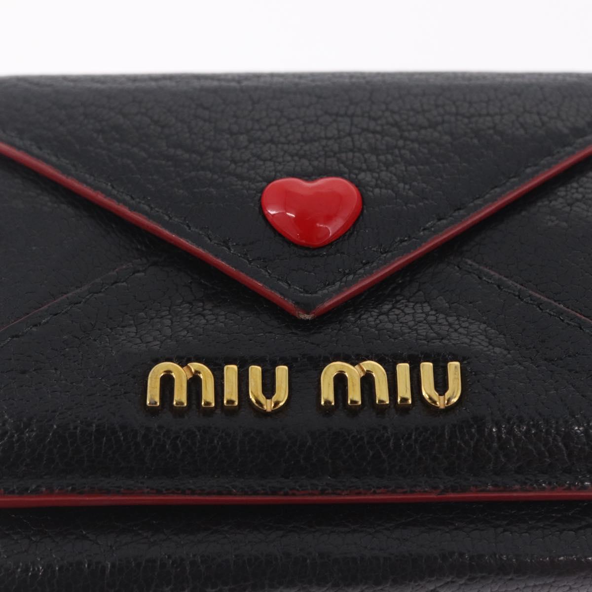 Miu Miu Trifold Wallet Leather Black Gold Auth 212162M