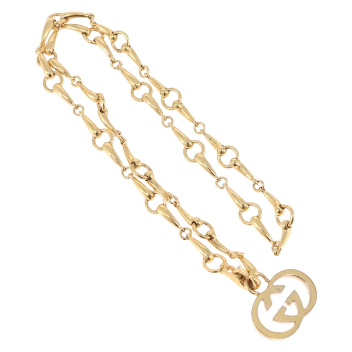 GUCCI Horsebit Chain Belt Metal 30.3"" Gold Auth 212166M