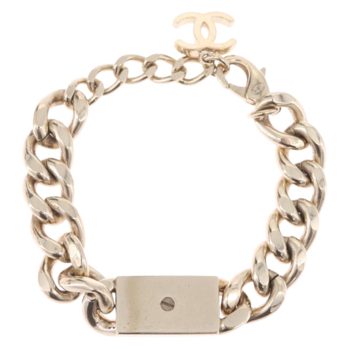 CHANEL Bracelet Metal Champagne Gold CC Auth 212168M