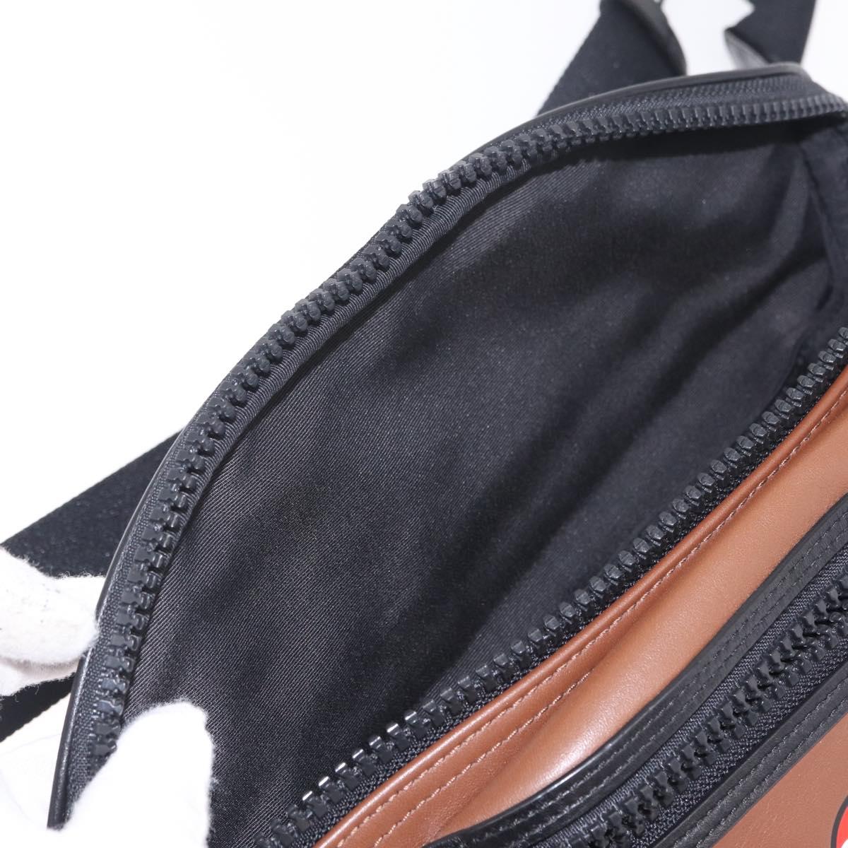 Coach x PAC MAN Waist bag Leather Brown Silver Auth 212402M