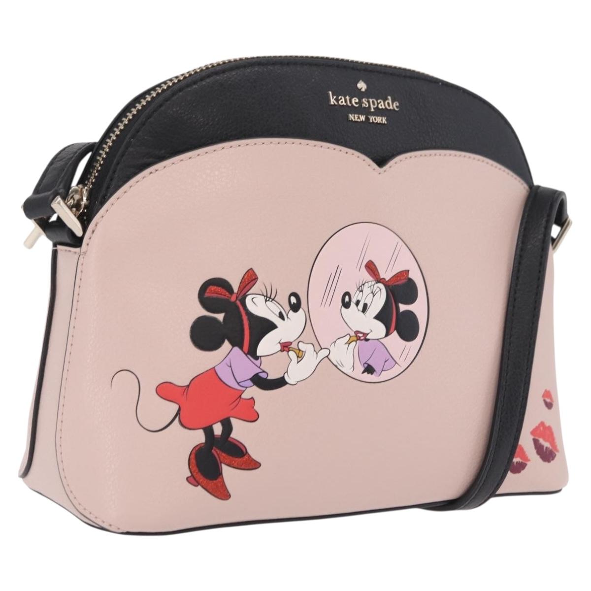 kate spade x Disney Minnie Mouse Shoulder Bag Leather Pink Gold Auth 212409A