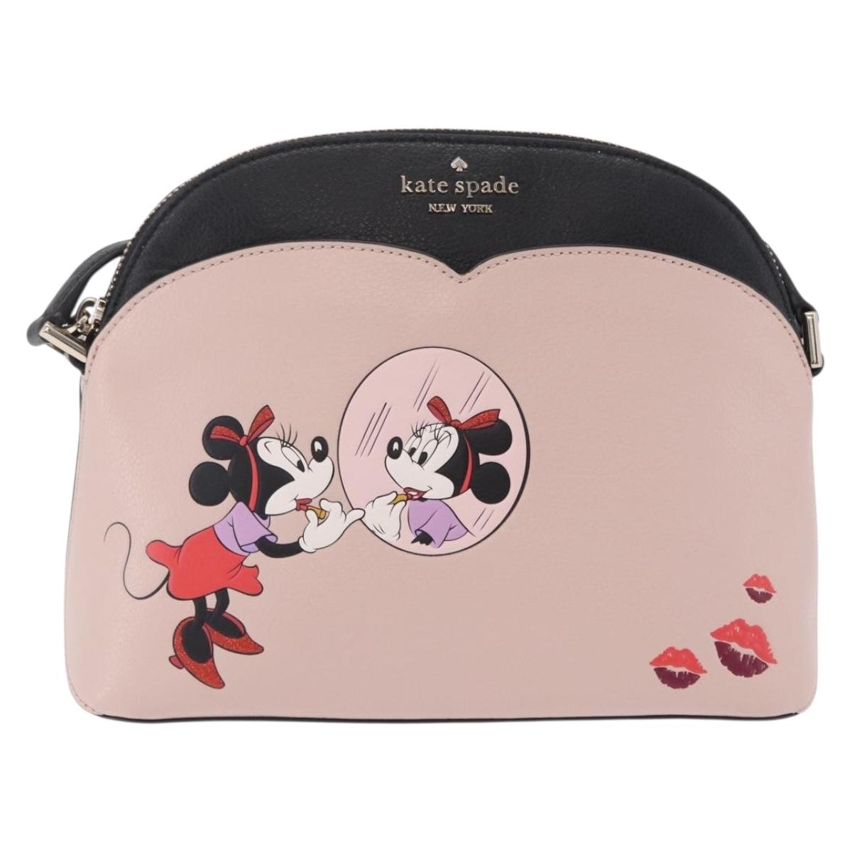 kate spade x Disney Minnie Mouse Shoulder Bag Leather Pink Gold Auth 212409A