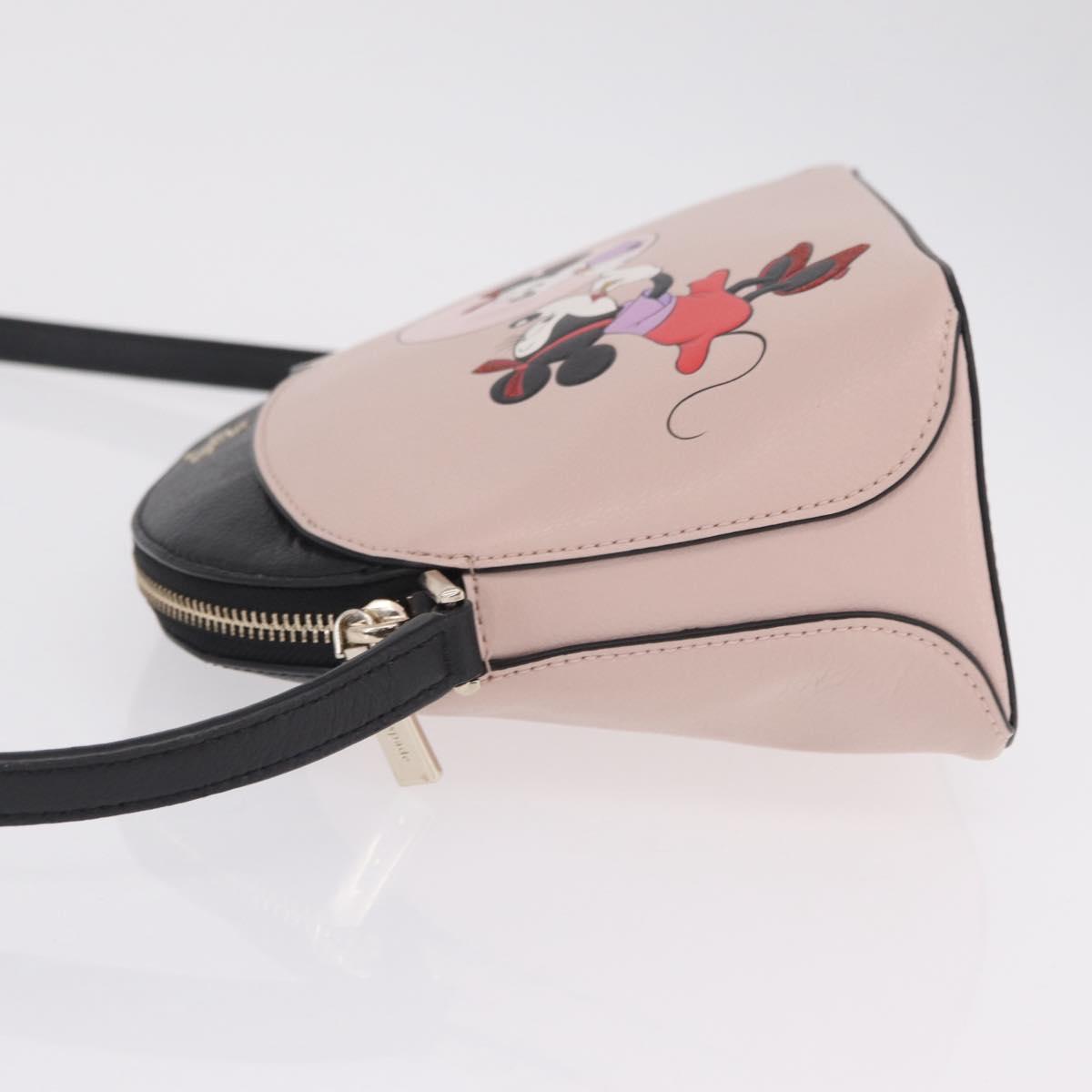 kate spade x Disney Minnie Mouse Shoulder Bag Leather Pink Gold Auth 212409A