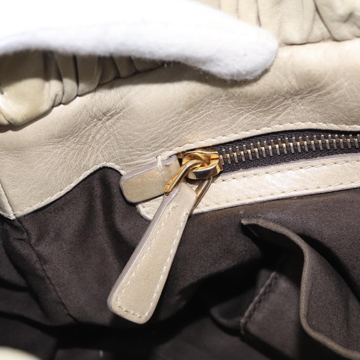 Miu Miu Hand Bag Leather 2way Beige Gold Auth 212414A