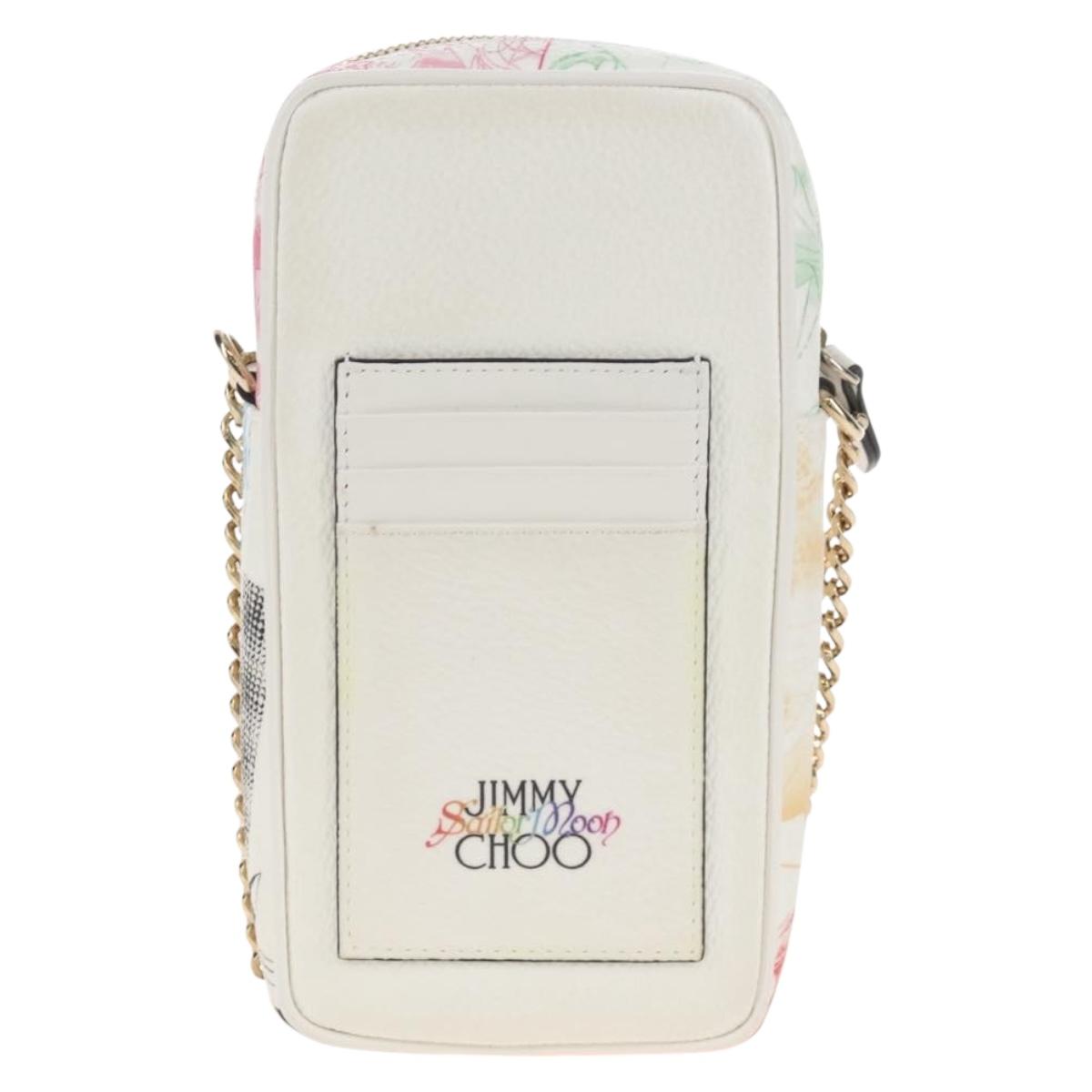 Jimmy Choo Shoulder Bag Leather White Gold Auth 212415SM