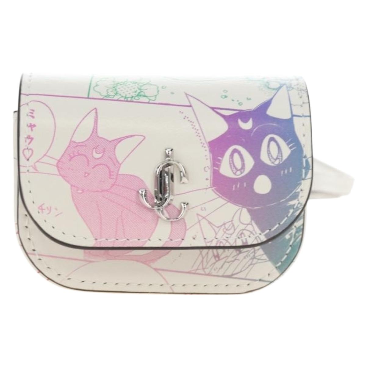 Jimmy Choo AirPods Case Luna Artemis Diana Leather White Auth 212418SM