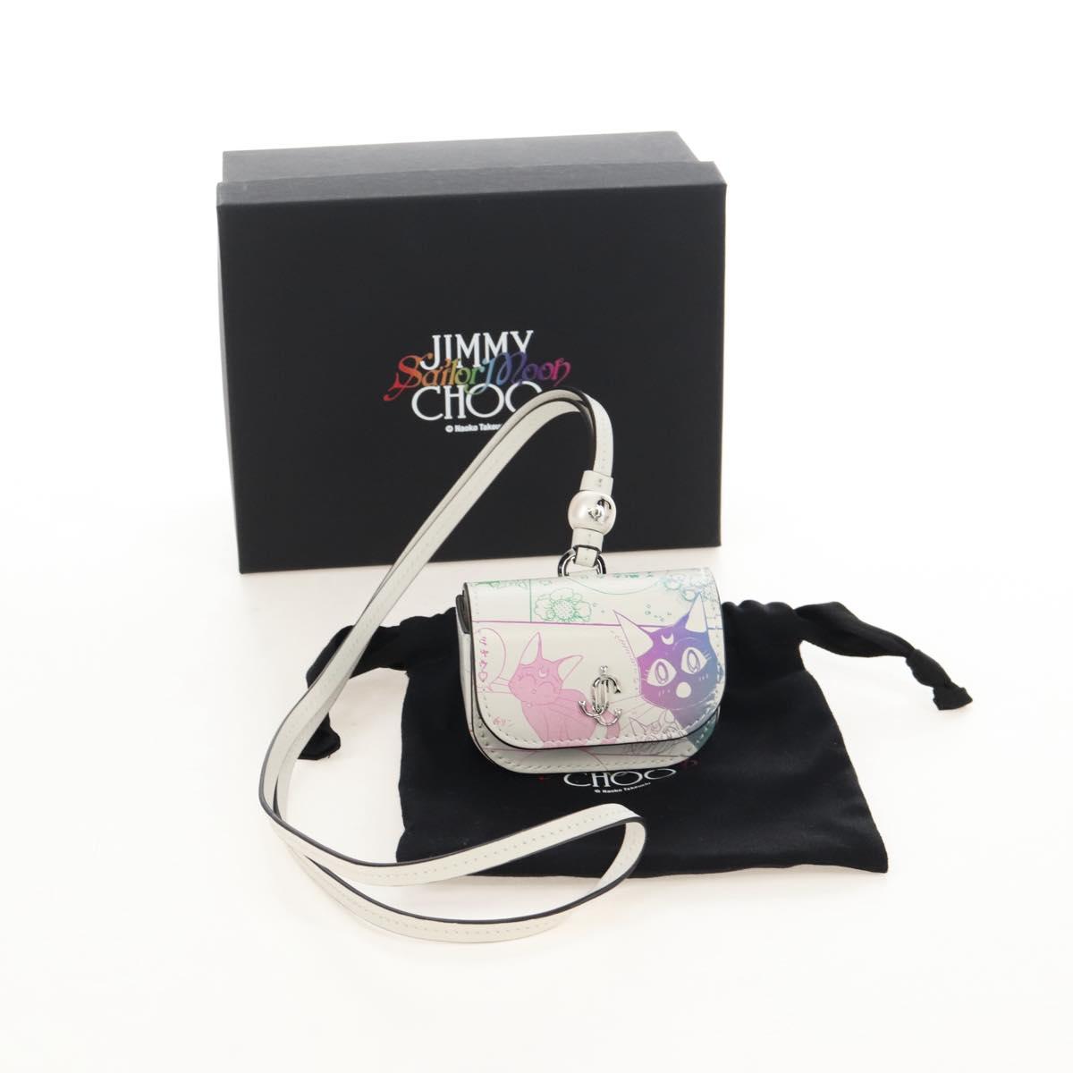 Jimmy Choo AirPods Case Luna Artemis Diana Leather White Auth 212418SM