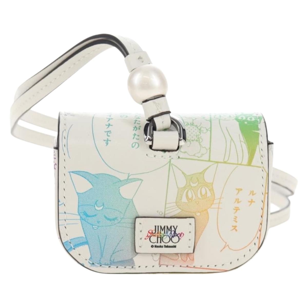 Jimmy Choo AirPods Case Luna Artemis Diana Leather White Auth 212418SM