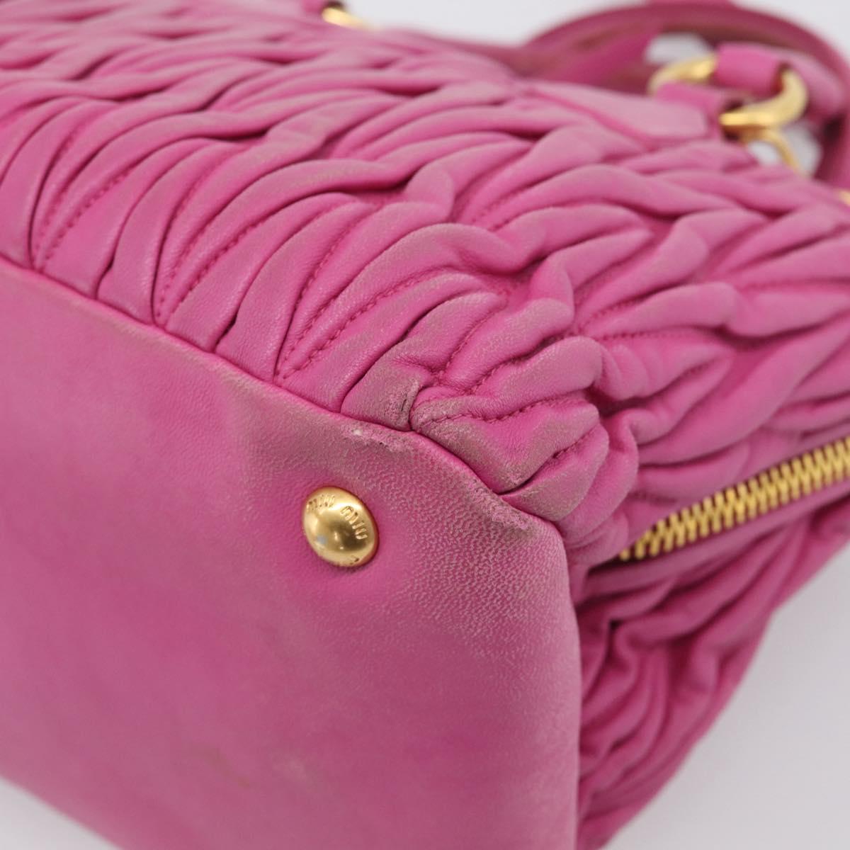 Miu Miu Matelasse Hand Bag Leather 2way Pink Gold Auth 212423M