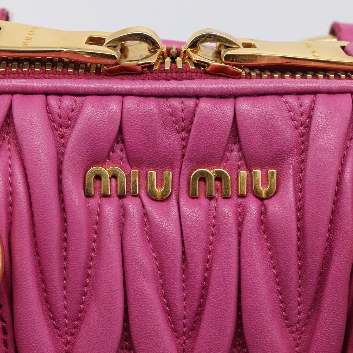 Miu Miu Matelasse Hand Bag Leather 2way Pink Gold Auth 212423M