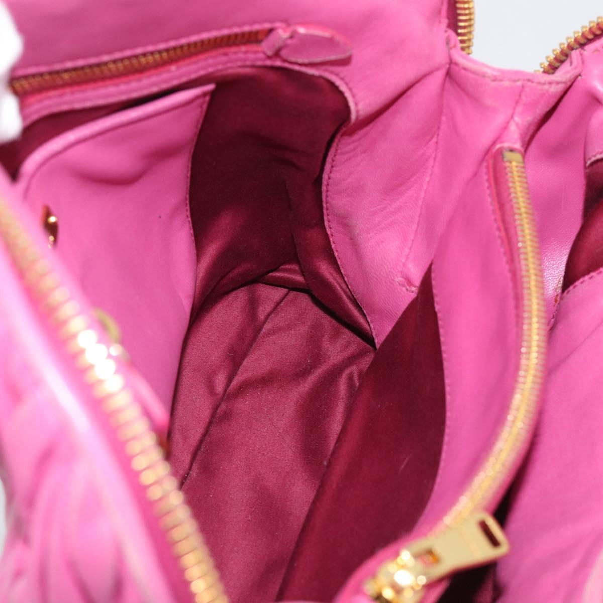 Miu Miu Matelasse Hand Bag Leather 2way Pink Gold Auth 212423M