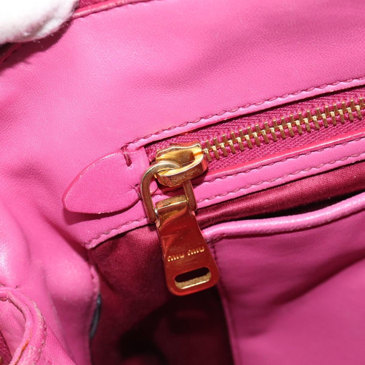 Miu Miu Matelasse Hand Bag Leather 2way Pink Gold Auth 212423M