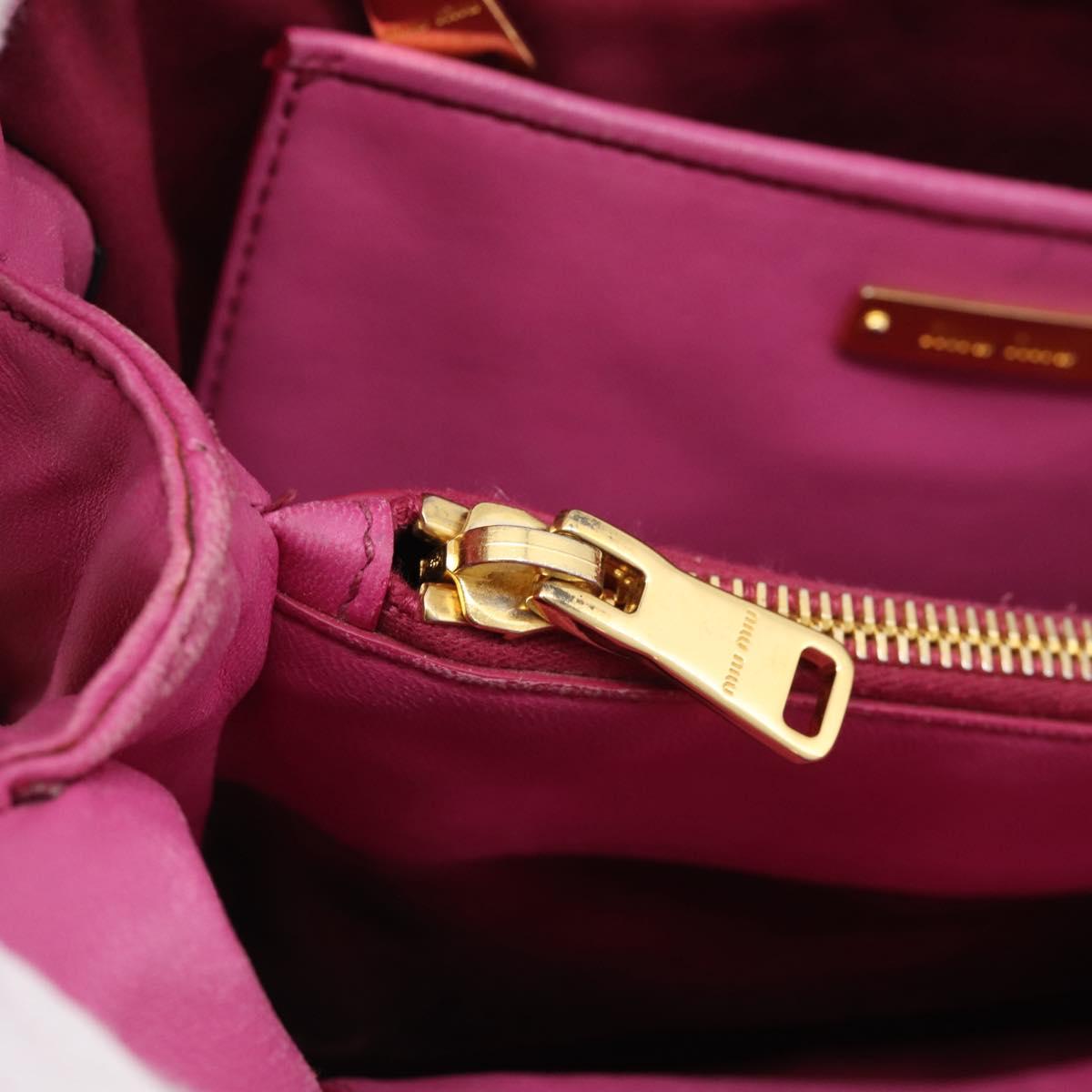 Miu Miu Matelasse Hand Bag Leather 2way Pink Gold Auth 212423M