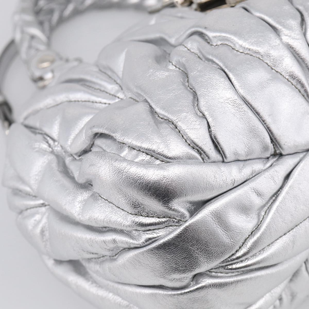 Miu Miu Matelasse Hand Bag Leather 2way Silver Auth 212424SAM