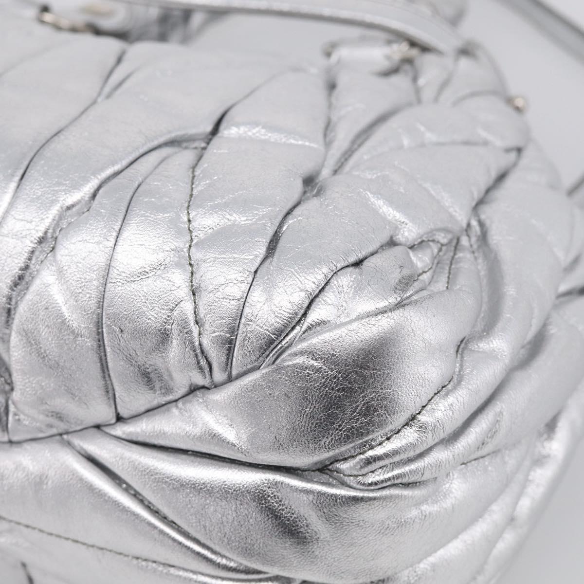Miu Miu Matelasse Hand Bag Leather 2way Silver Auth 212424SAM