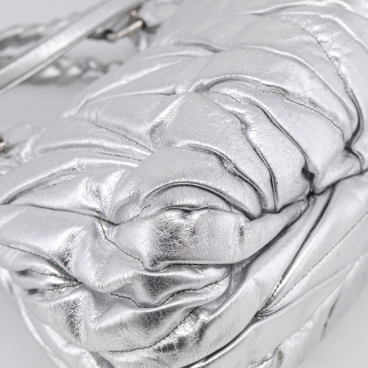 Miu Miu Matelasse Hand Bag Leather 2way Silver Auth 212424SAM
